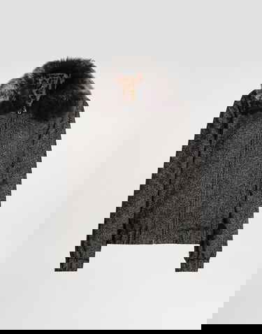 Яке бомбър Dolce & Gabbana Dolce & Gabbana Chevron Wool Bomber Jacket with Fur Collar Сиво | F9S93TFCBAJS8030, 0