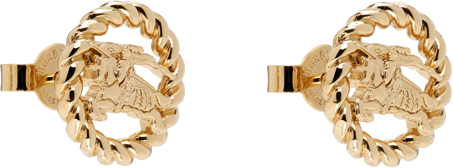 Обеци Burberry EKD Twisted Rope Stud Earrings Металик | 8120248, 1