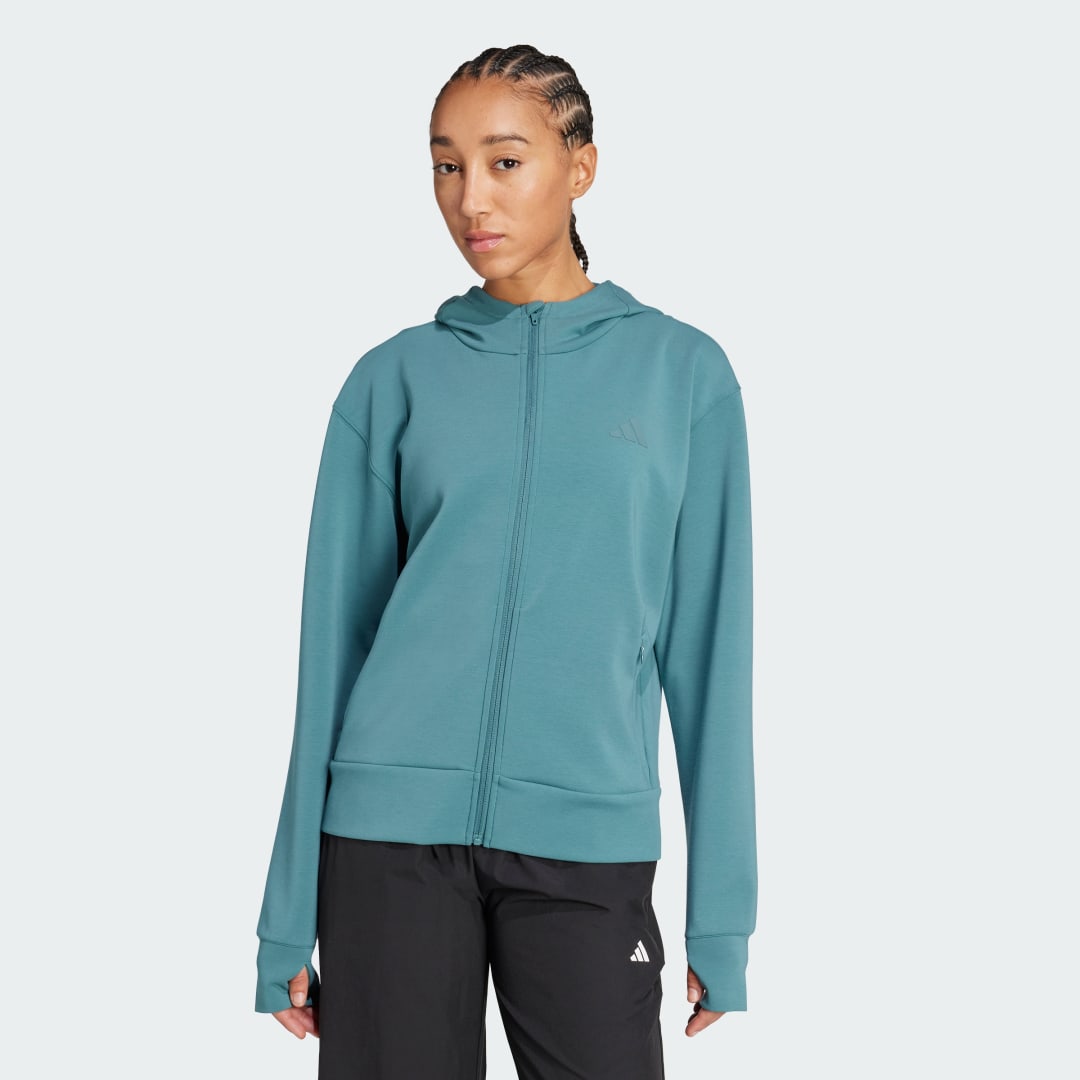 Суитчър adidas Performance Designed 4 Training Full-Zip Hoodie Тюркоазено | JX7317, 0