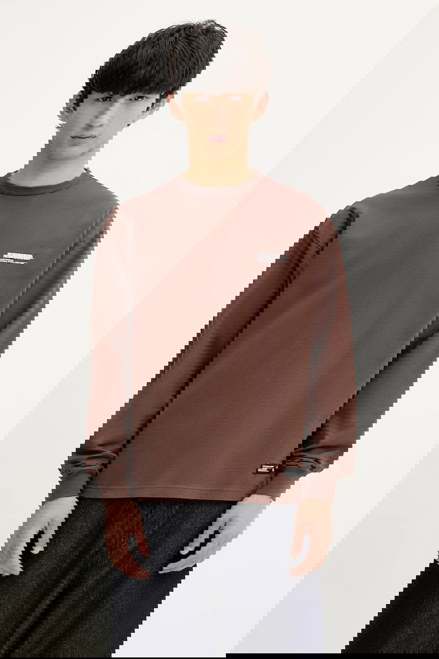 Тениска Neighborhood NEIGHBORHOOD Classic Crewneck Ls Graphic Tee Кафяво | 251FPNH.CSM03, 0