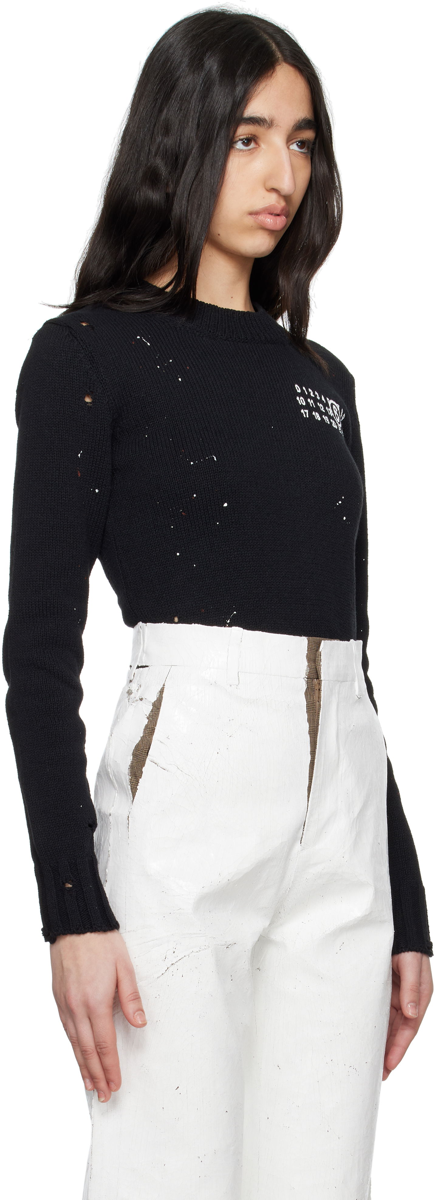 Пуловер Maison Margiela MM6 Maison Margiela Paint Residue Knit Sweater Черно | S62HL0034 M13123, 1
