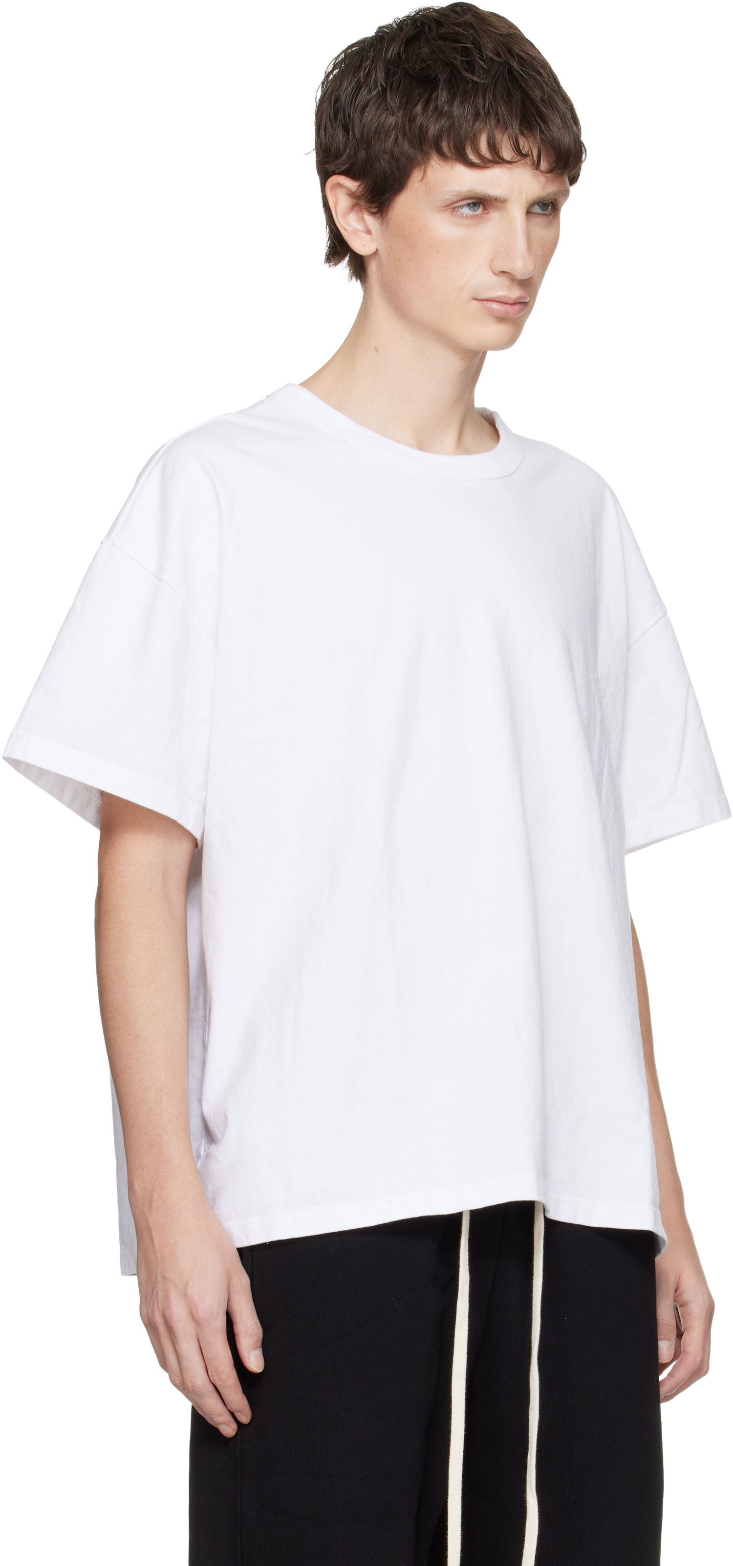 Тениска LES TIEN Lightweight Binded Neck Oversized T-shirt Бяло | HV-2092, 1