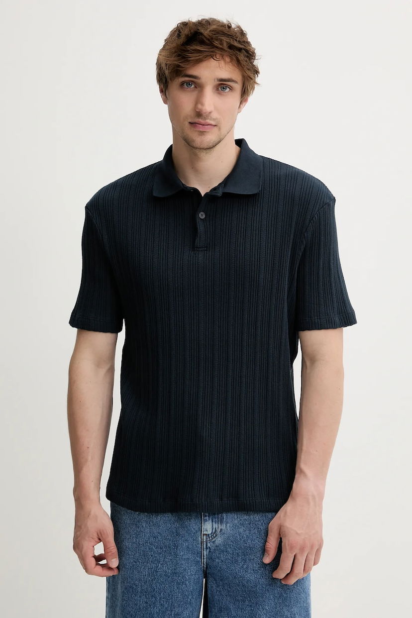 Поло тениска Samsoe Samsoe Ribbed Polo Shirt SAKEVIN Тъмно синьо | M25200034