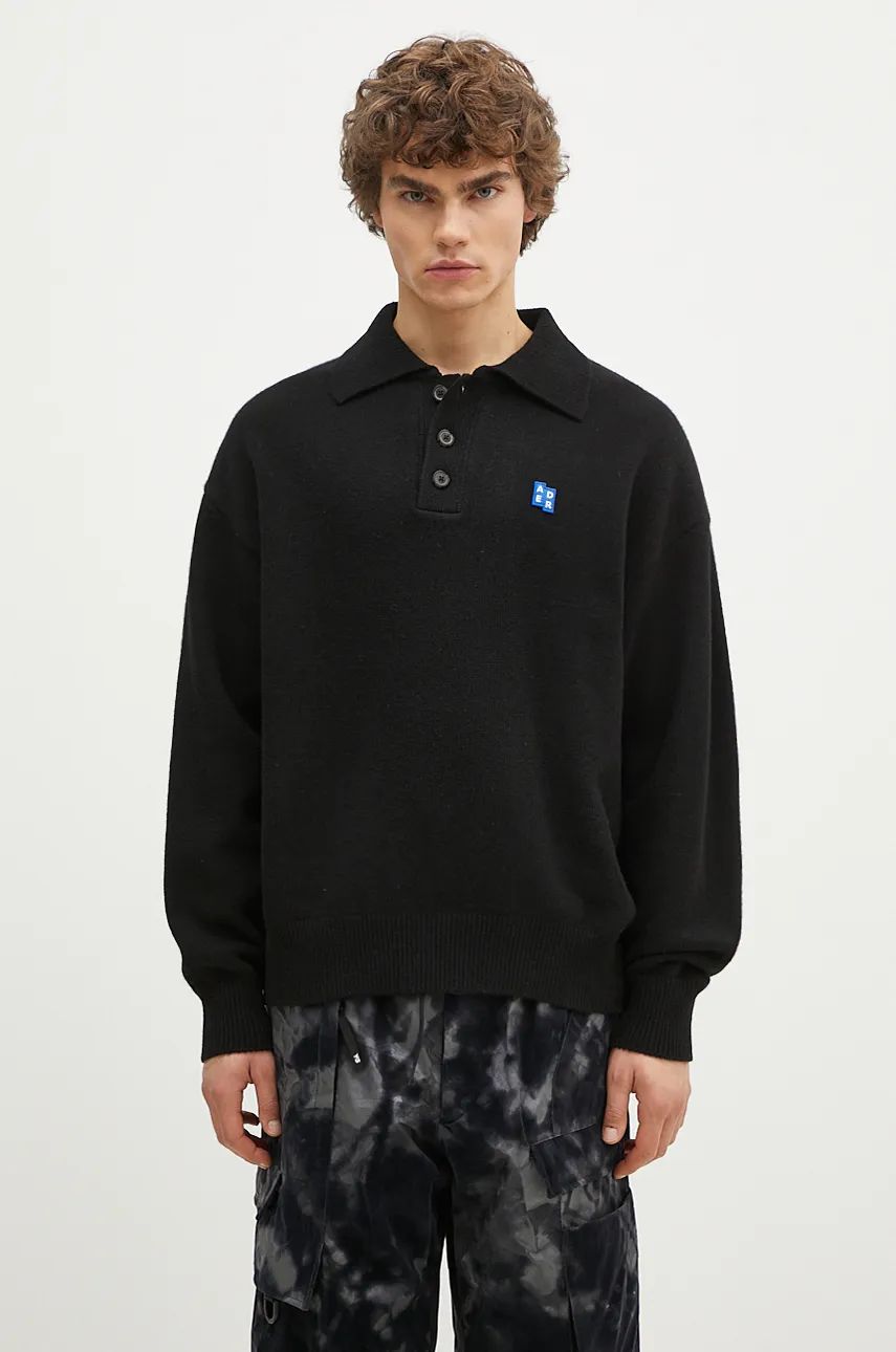 Поло тениска ADER ERROR Black Relaxed Fit Polo Sweater Черно | BM42FYKT0106BK, 0