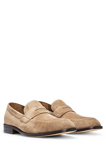 Кецове и обувки BOSS Suede Penny Loafers Бежово | 50541729