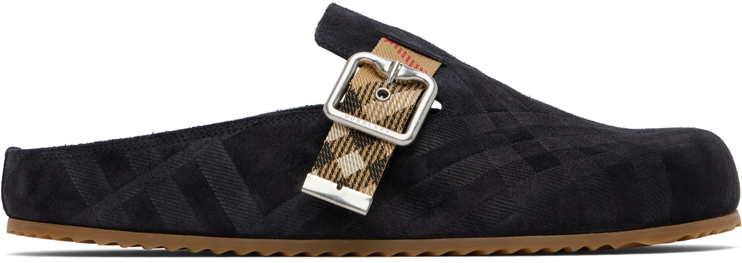 Облекло Burberry Burberry Check Suede Urchin Clogs Черно | 8113394, 0