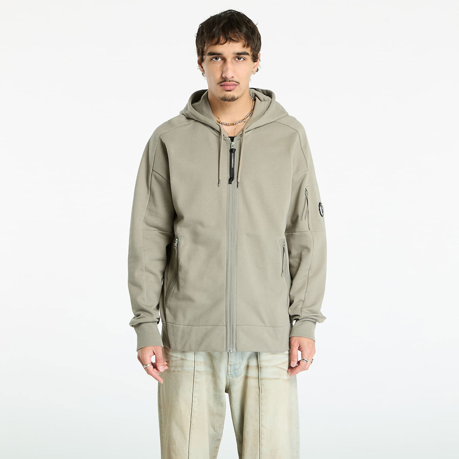 Суитчър C.P. Company C.P. Company Diagonal Raised Fleece Full Zip Hoodie Сиво | 19CMSS716A005086W-356, 0