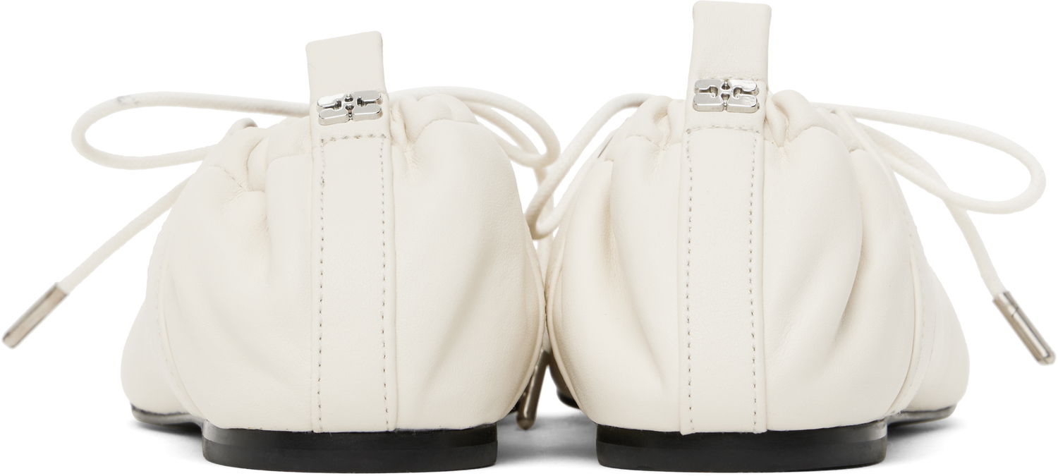 Pокля GANNI GANNI Lace-Up Ballerina Flats Бяло | S2962, 1