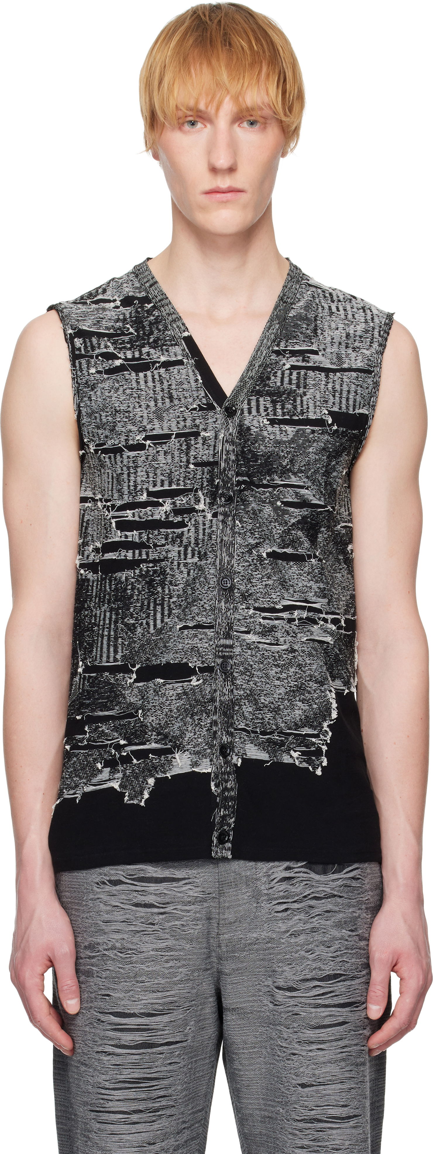 Пуловер Diesel Diesel K-Callisto Distressed Knit Vest Черно | A19222-0AFBV-900, 0