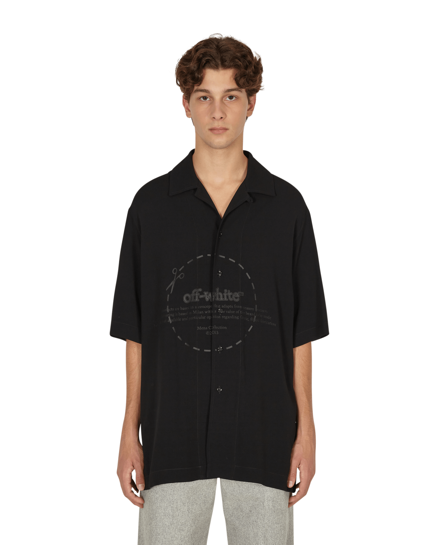 Риза Off-White Cut Here Logo Holiday Shirt Black Черно | OMGA196F21FAB002 1010, 0