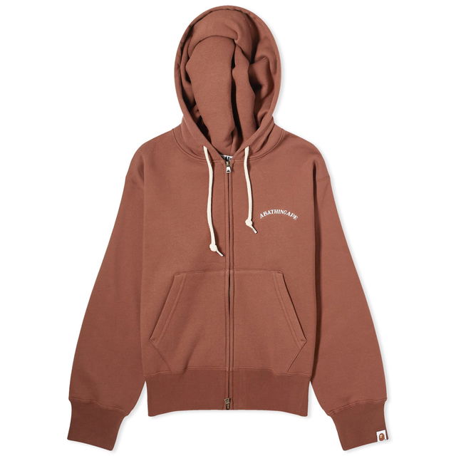 A Bathing Ape Zip Hoodie With Logo Brown