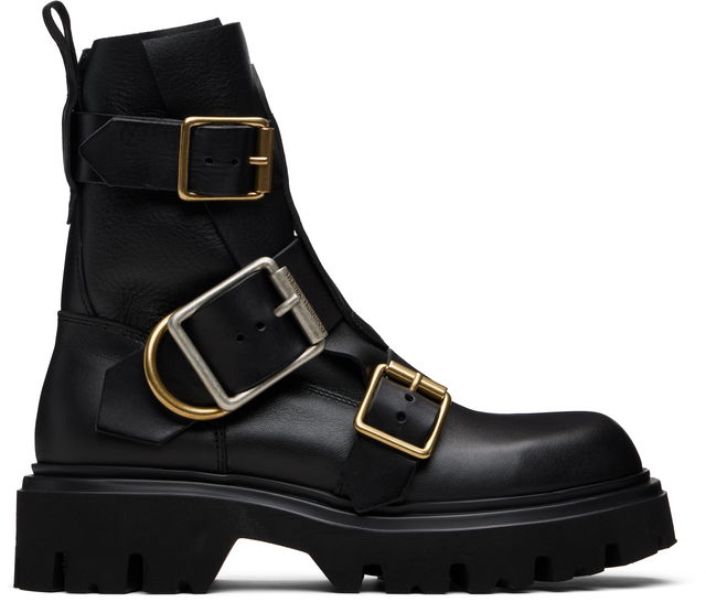 Vivienne Westwood Empire Multi-Buckle Leather Lug Sole Ankle Boots