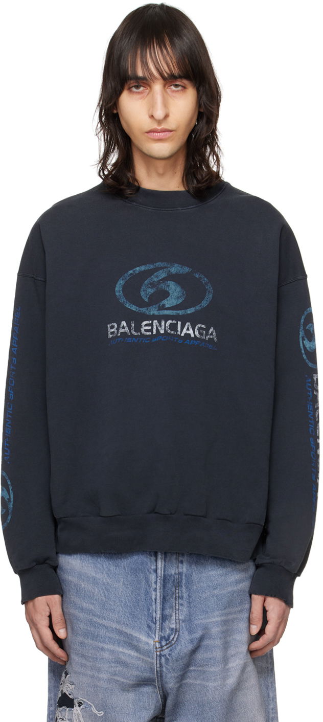 Суитчър Balenciaga Oversized Sweatshirt Тъмно синьо | 697869TPVU71412