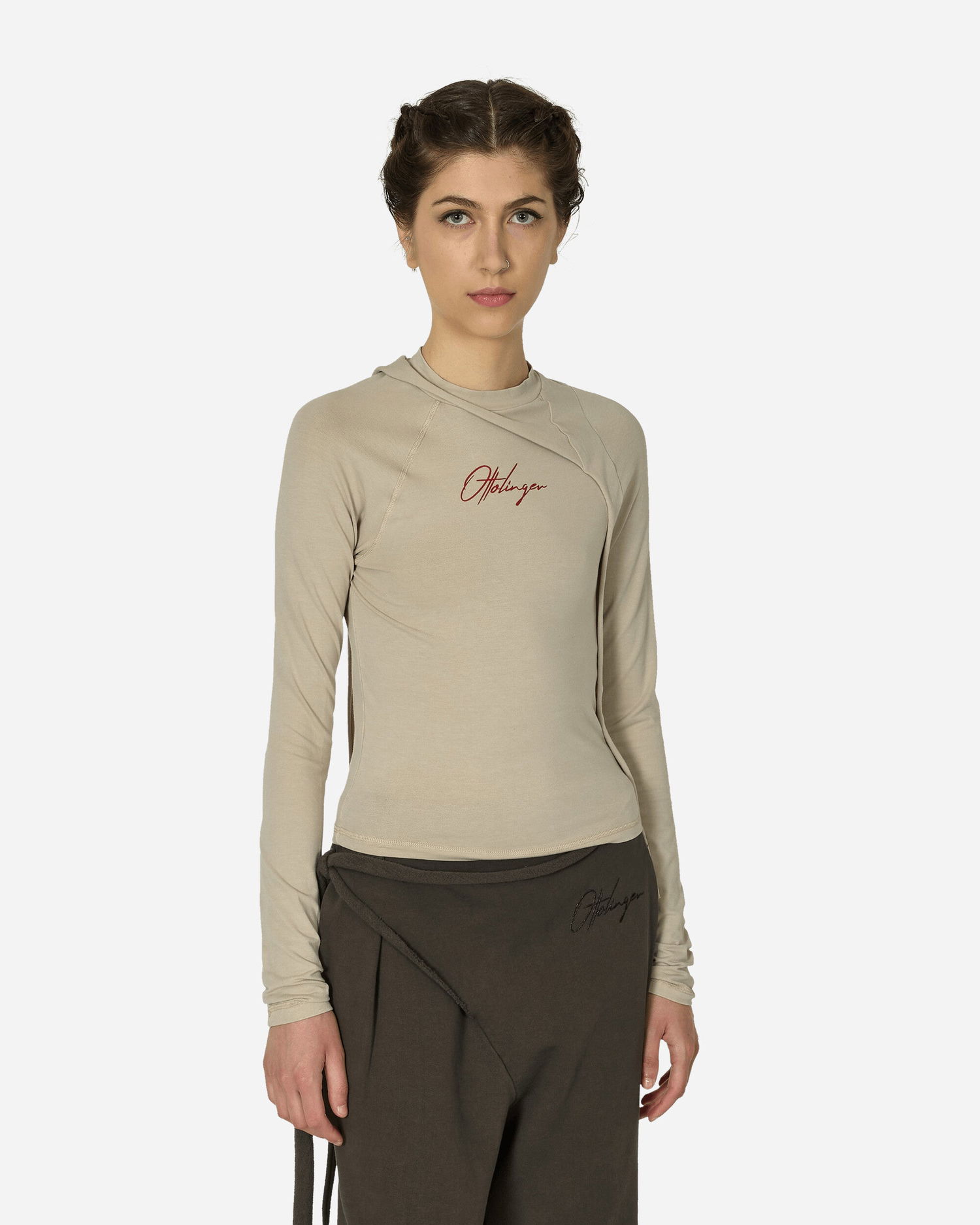 Тениска Ottolinger Ottolinger Deconstructed Fitted Longsleeve Top Бежово | 1150105121 BEI, 0