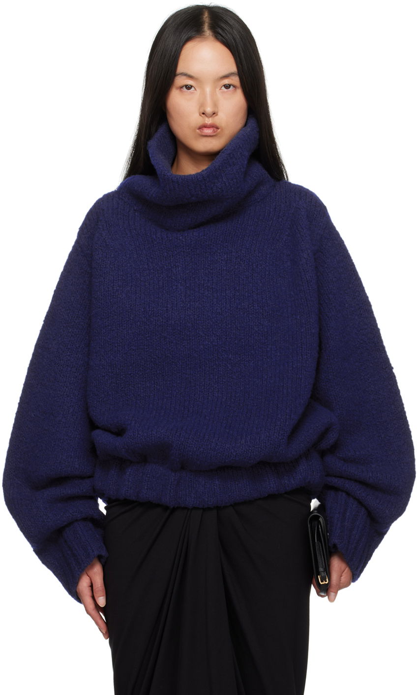 Пуловер Dries Van Noten Wool Turtleneck Sweater Синьо | 242-011241-9721, 0