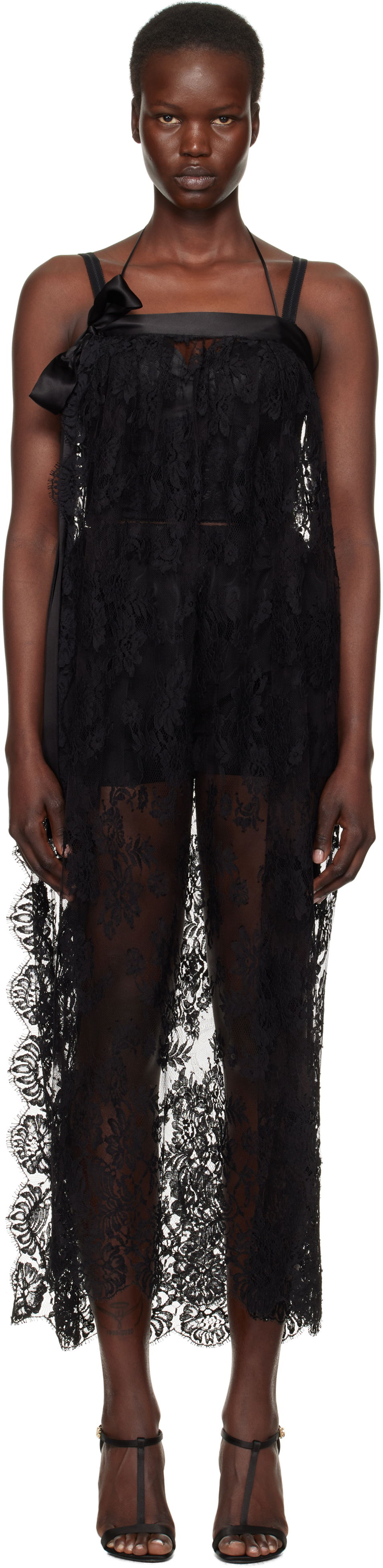 Pокля Dolce & Gabbana Dolce&Gabbana Chantilly Lace Midi Dress Черно | F6JRQT ILMA8, 0