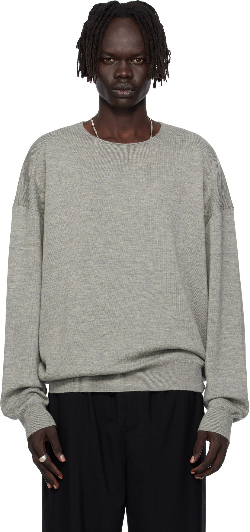 Пуловер Fear of God Fear of God ESSENTIALS Long Sleeve Crewneck Sweater Сиво | 192SP256495F