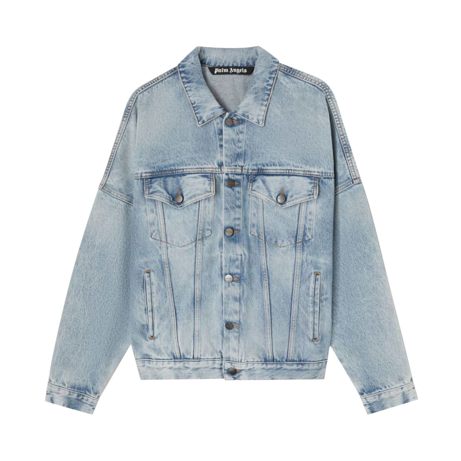 Яке Palm Angels Logo Over Denim Jacket Синьо | PMYE006C99DEN0014001, 1