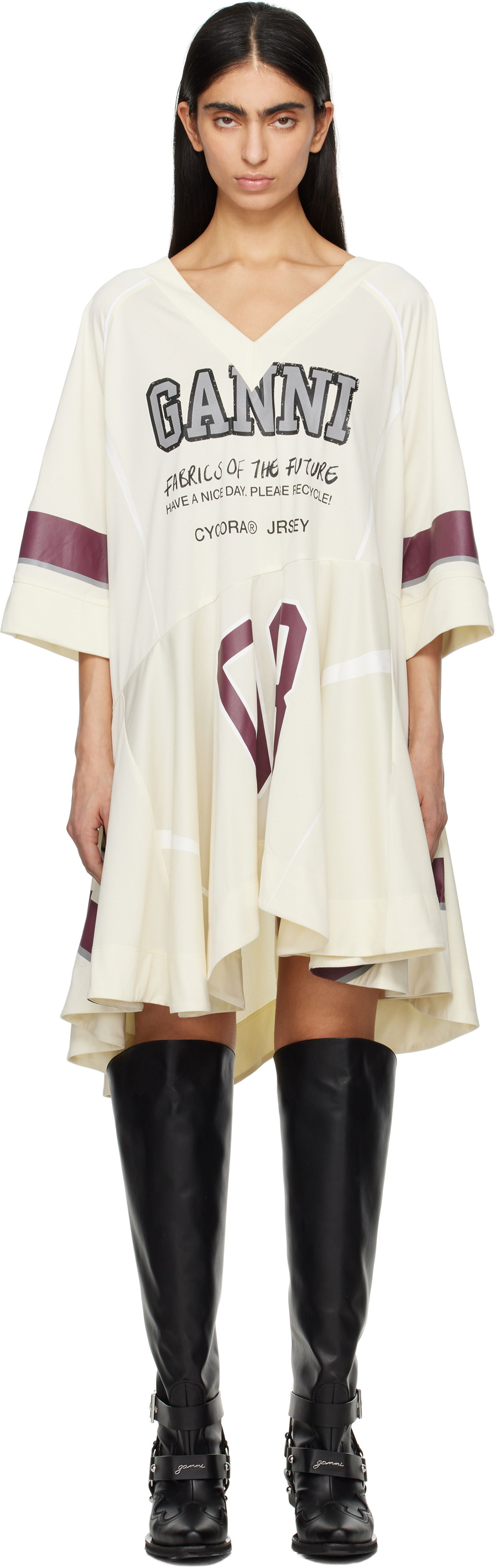 Pокля GANNI GANNI Future Mesh Oversized Minidress Бежово | T4300, 0