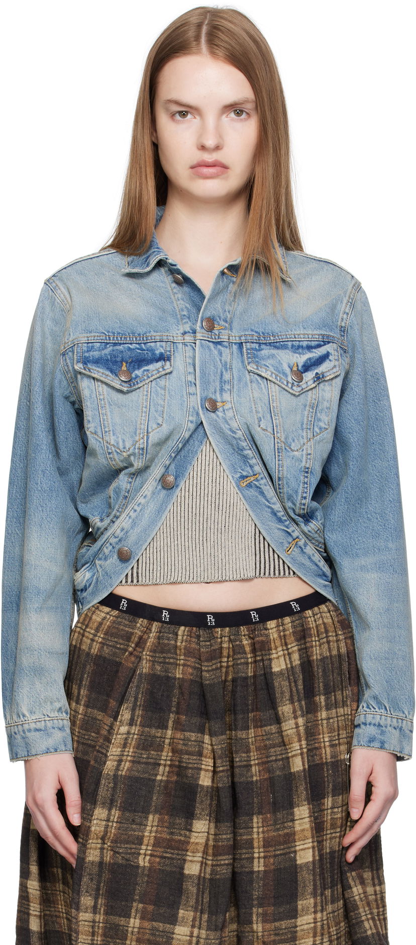 Яке R13 R13 Wrap Around Trucker Jacket Синьо | R13WD182-D343A