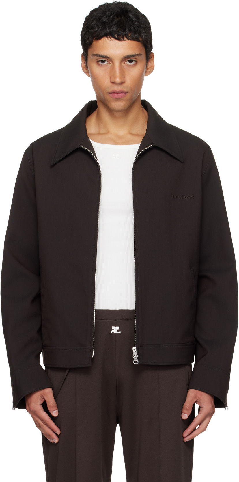 Яке Courrèges Courrèges Embroidered Zipped Twill Jacket Черно | 325CBL307PL0222