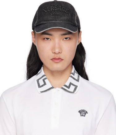 Шапка с козирка Versace Versace Embossed Denim Baseball Cap Черно | 1010746_1A13769, 0