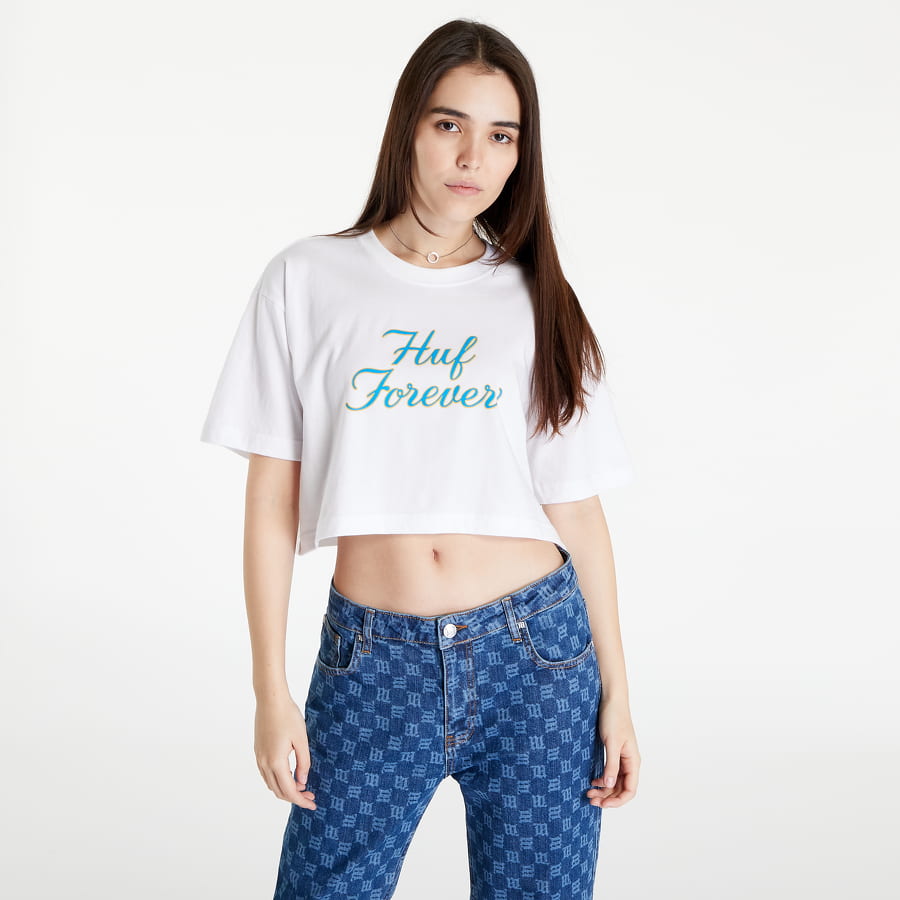 Съкратен топ HUF Forever Crop Tee Бяло | WTS0048 WHITE, 0