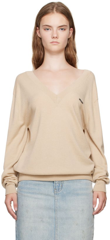 Пуловер We11done Deep V-Neck Sweater Бежово | WD-KT2-24-642-W-BG, 0