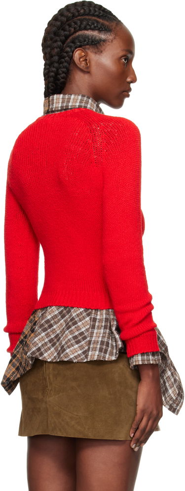 Пуловер Acne Studios Acne Studios Cropped Crewneck Sweater Червено | A60597-, 2