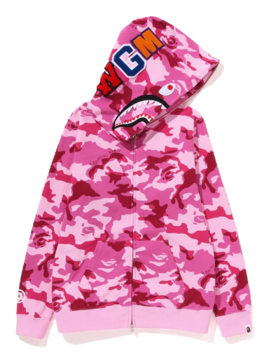 Суитчър BAPE Woodland Camo Shark Full Zip Hoodie Розово | 1J30-215-006