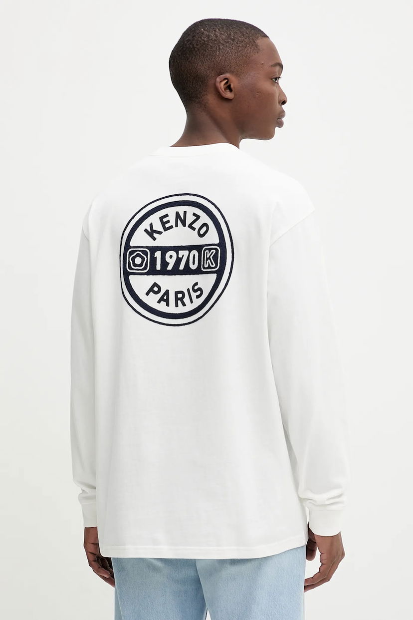 Тениска KENZO Kenzo Long Sleeve T-Shirt Бяло | FF65TL3504SI