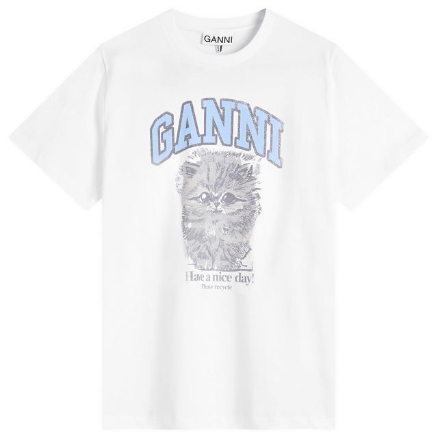 GANNI Kitty Margot Relaxed T-Shirt, Size L