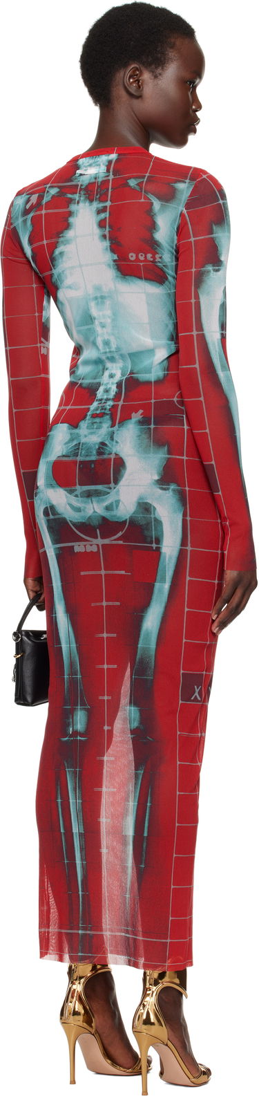 Pокля Jean Paul Gaultier Jean Paul Gaultier 'The Squeletor' Maxi Dress Червено | 25/33-F-RO309-T580-3058, 2