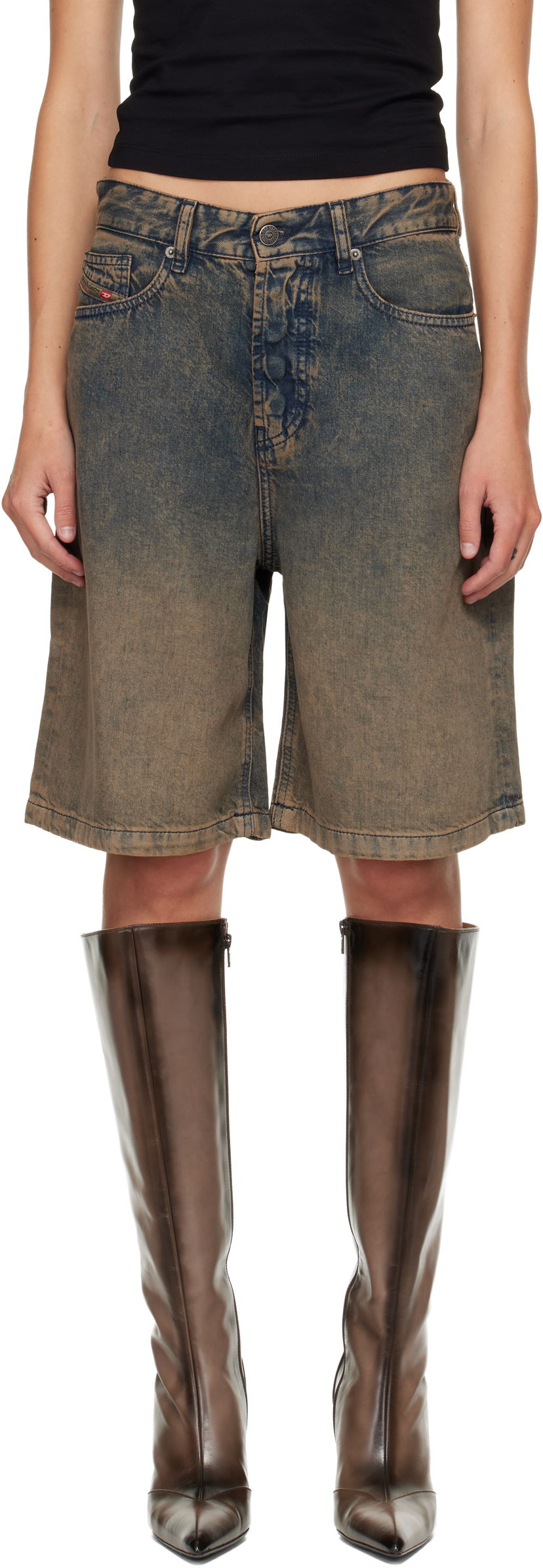 Къси панталони Diesel De-Sire-Short-S Distressed Denim Baggy Shorts Многоцветен | A16319 068TA