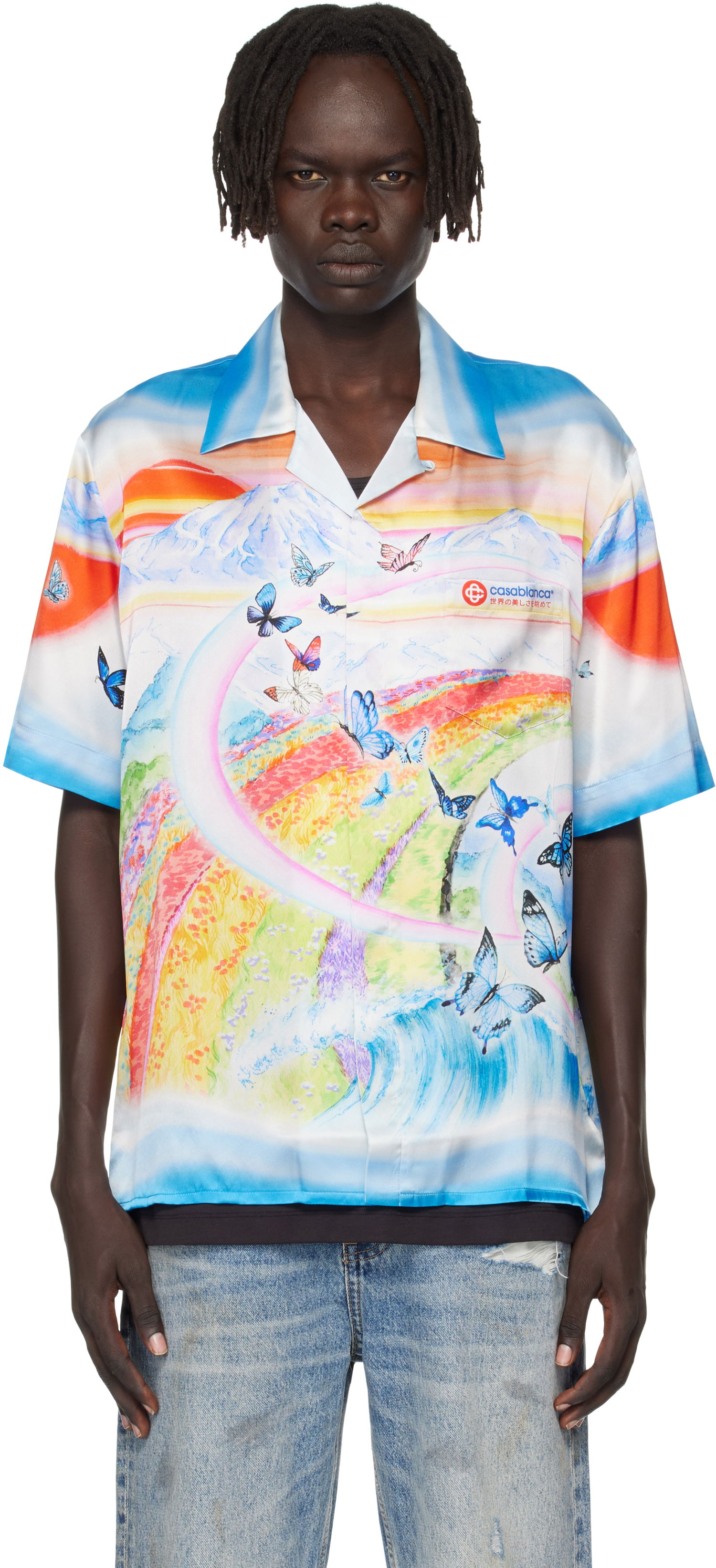 Риза Casablanca Casablanca Silk Butterfly Print Shirt Многоцветен | MPF25-SH-003-02, 0