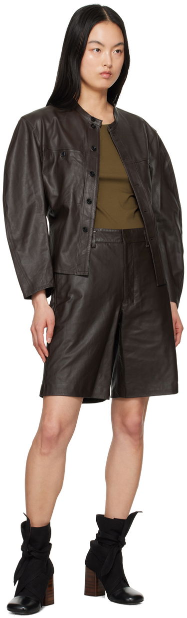 Къси панталони LEMAIRE Lemaire Lined Leather Shorts Кафяво | PA1109 LL0068, 3