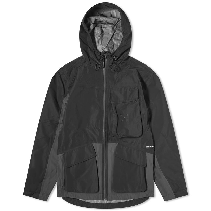 Ветровка Pop Trading Company Big Pocket Ripstop Shell Jacket Black/Anthracite Черно | POPAW23-05-019