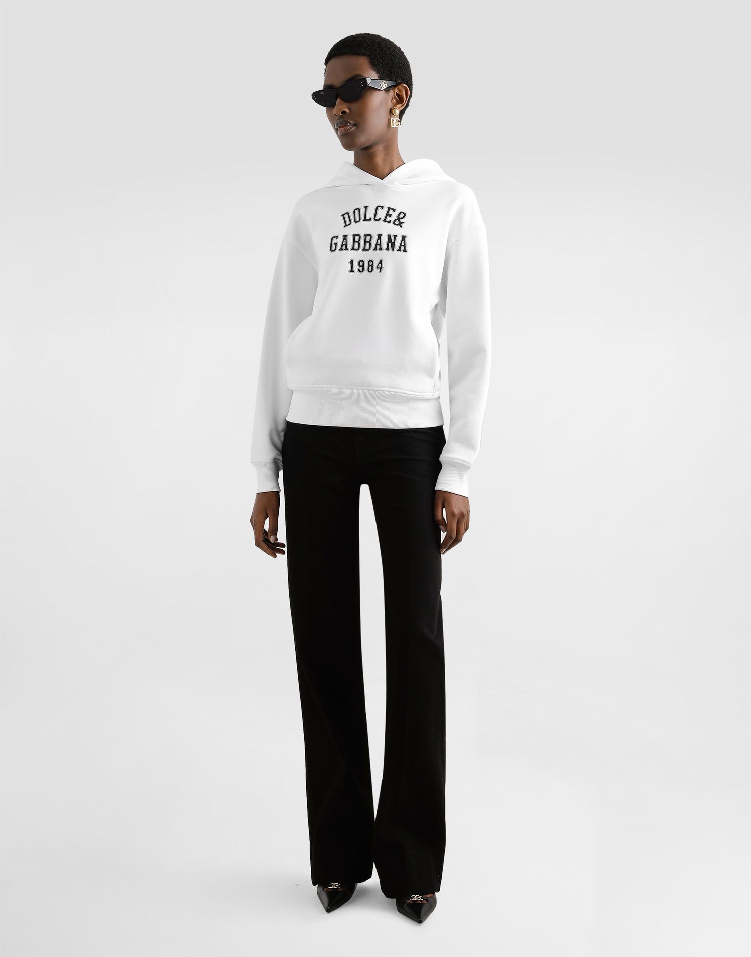 Суитчър Dolce & Gabbana Dolce & Gabbana Embroidered Cotton Hoodie Бяло | F9S48ZGDDBAW0800, 1
