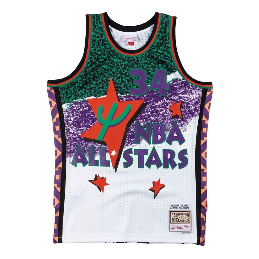 Потник Mitchell & Ness NBA All Star West Hakeem Olajuwon 34 Jersey Бяло | SMJYNG18434-ASWWHIT95HOL