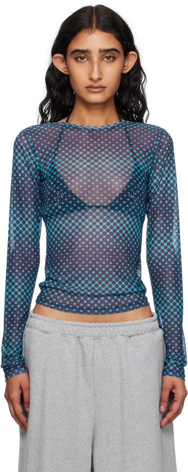 Тениска Miaou Miaou Long Sleeve Graphic T-Shirt Синьо | 7029PM2WRP, 0