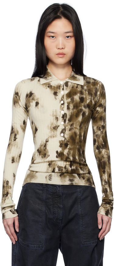 Поло тениска The Attico The Attico Animal Print Long Sleeve Polo Бежово | 250WCK00112 KWS006PR, 0
