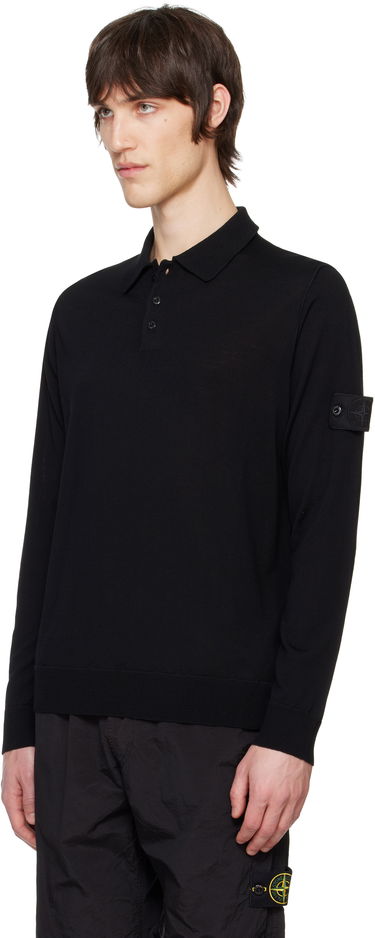 Пуловер Stone Island Stone Island Pure Wool Long Sleeve Polo Черно | K1S15 5100071 S00FC, 3