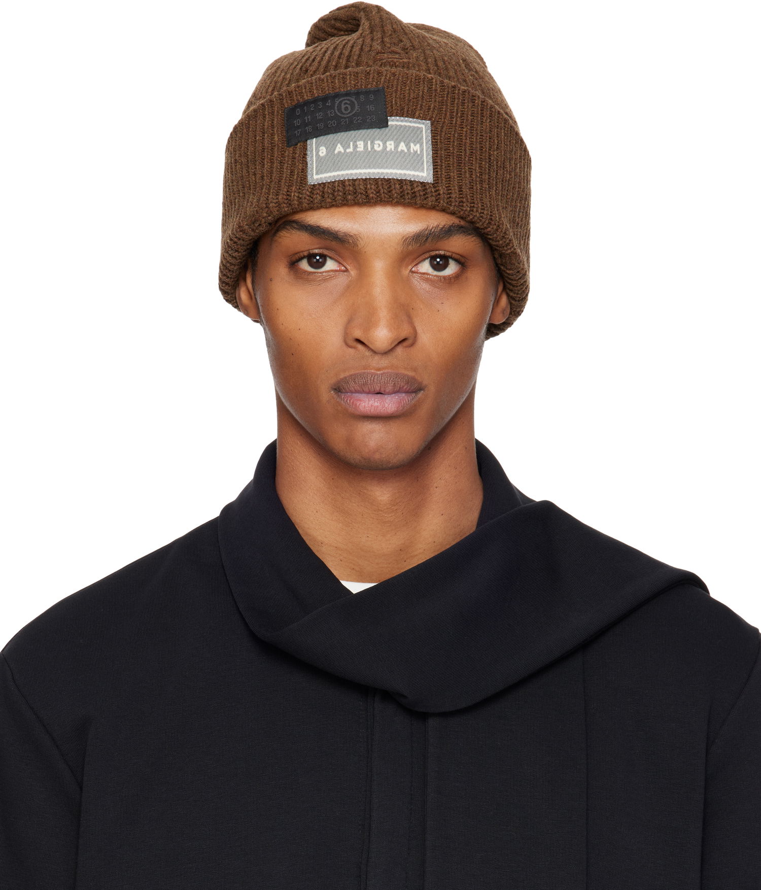 Шапка Maison Margiela MM6 Maison Margiela Logo Patch Beanie Кафяво | SH0TB0001 M13138, 0