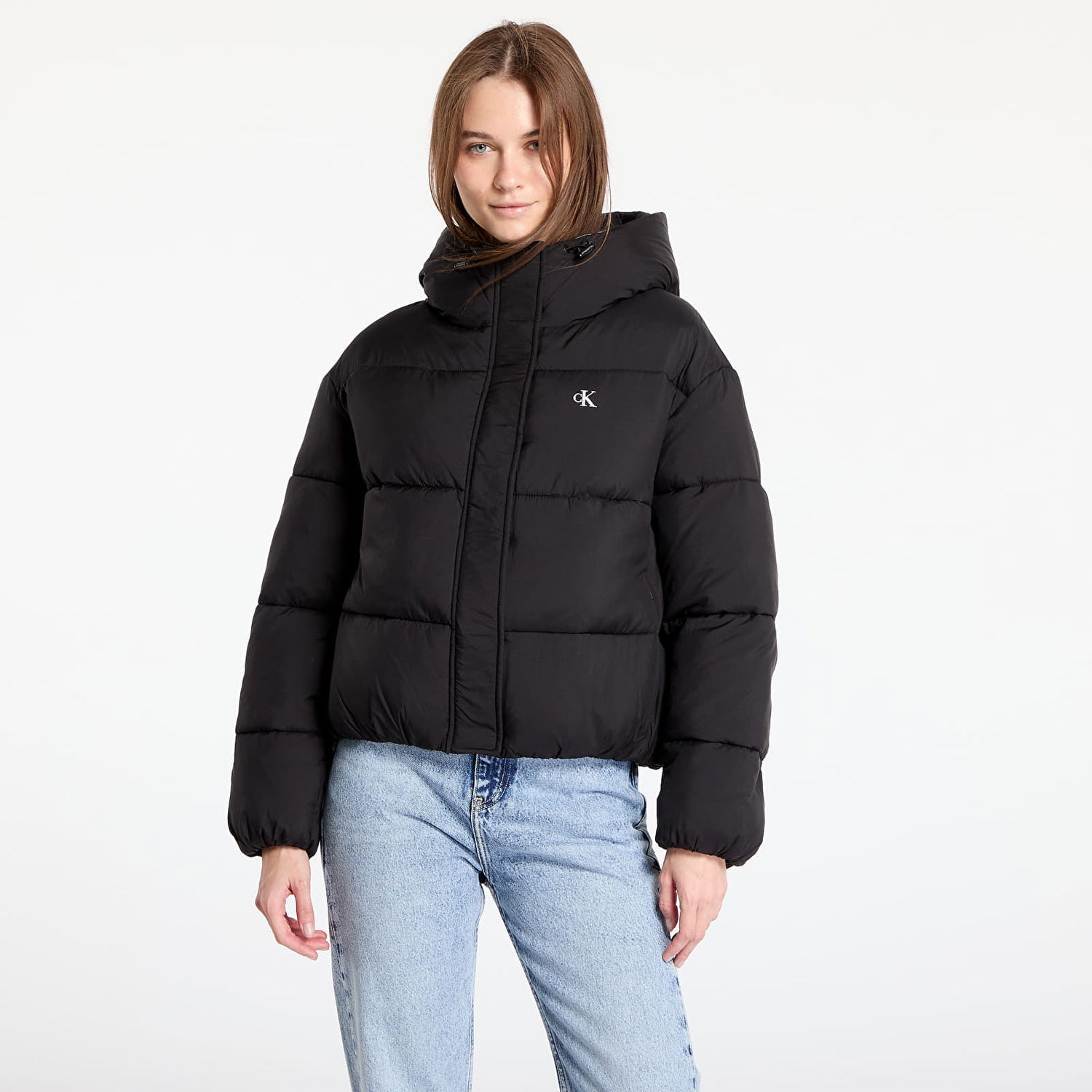 Пухо яке CALVIN KLEIN Logo Short Hooded Puffer Jacket Black Черно | J20J224112 BEH, 0