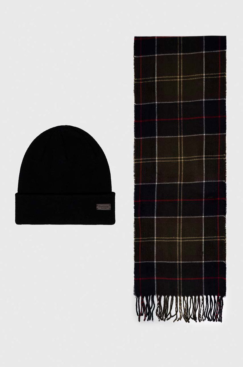 Шал Barbour Gift Set with Scarf and Beanie Черно | MGS0079