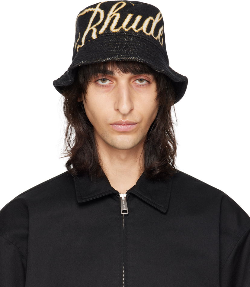 Шапка Rhude Script Bucket Hat Черно | RHPS24HA12973165