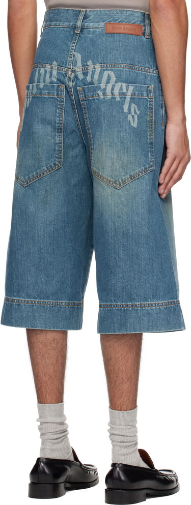Къси панталони Palm Angels Palm Angels Curved Logo Denim Shorts Синьо | PMYC007S25DEN0014555, 2