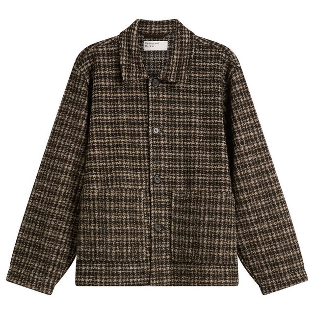 Jacquard Knit Rams Plaid Jacket