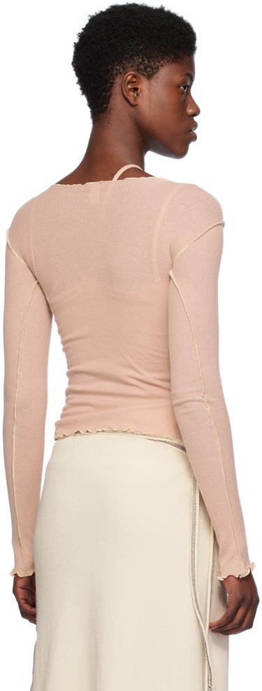Тениска Baserange Long Sleeve Lettuce Hem T-Shirt Розово | TTVL-RB-SP24, 2