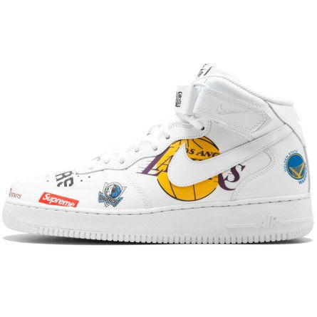 Кецове и обувки Nike Supreme x Air Force 1 NBA "White" Бяло | AQ8017-100-40, 0